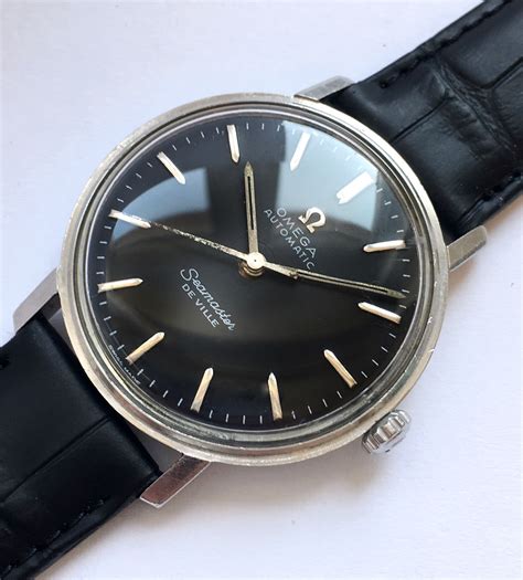 omega seamaster 150m black face vntage|vintage omega watch black face.